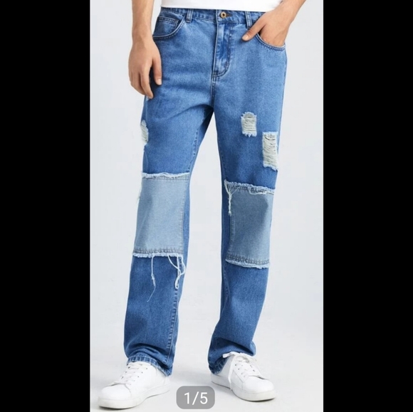 Colorblock Straight Leg Jeans - Picture 1 of 3